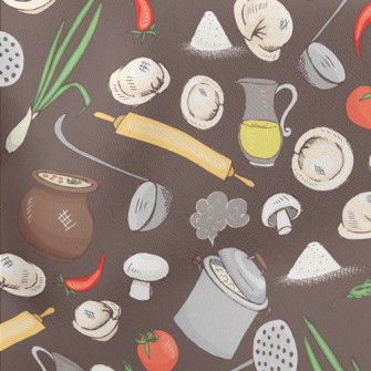 Kitchen Utensils And Ingredien Lightweight Cotton Poplin