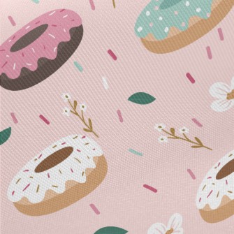 Colorful Donuts And Flowers Midweight Cotton Poplin