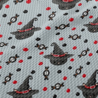 Black Cat In Witch Hat Birdseye Piqué