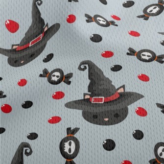 Black Cat In Witch Hat Athletic Mesh Flat Back