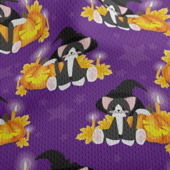 Witch Cat And Evil Pumpkin Athletic Mesh Flat Back