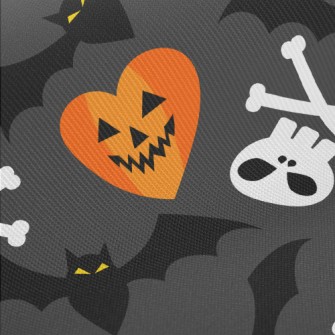 Pumpkin Face Bat Skull Twill