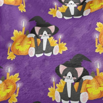 Witch Cat And Evil Pumpkin Minky