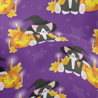 Witch Cat And Evil Pumpkin Lightweight Performance Linen