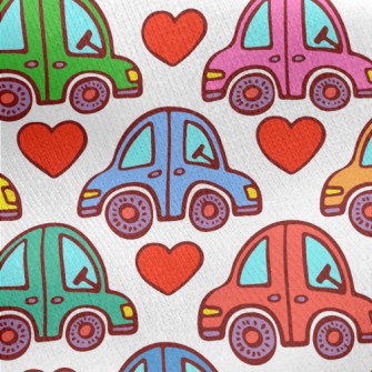 Colorful Love Car Jersey Backed Fleece
