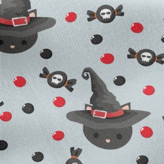 Black Cat In Witch Hat Jersey Backed Fleece