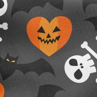 Pumpkin Face Bat Skull Jersey Backed Fleece