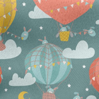 Huge Colorful Hot Air Balloon Jersey Backed Fleece
