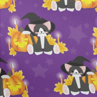 Witch Cat And Evil Pumpkin Pongee