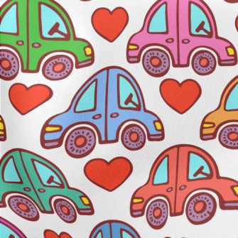 Colorful Love Car Lightweight Cotton Poplin