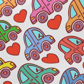 Colorful Love Car Midweight Cotton Poplin