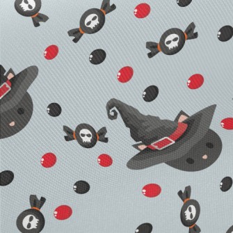 Black Cat In Witch Hat Midweight Cotton Poplin