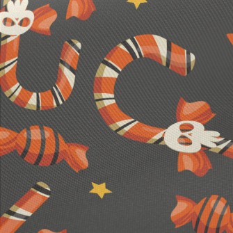 Skull Face Candy Cane Midweight Cotton Poplin