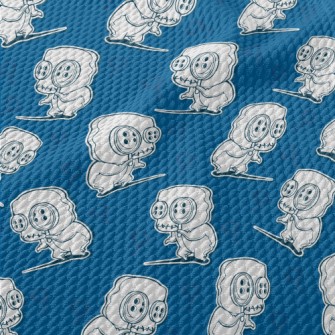 Scary Button Monster Birdseye Piqué