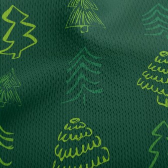 Crayon Outline Christmas Tree Athletic Mesh Flat Back