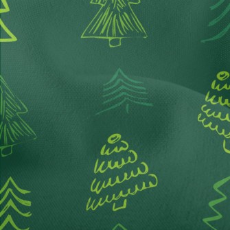 Crayon Outline Christmas Tree Lightweight Performance Linen