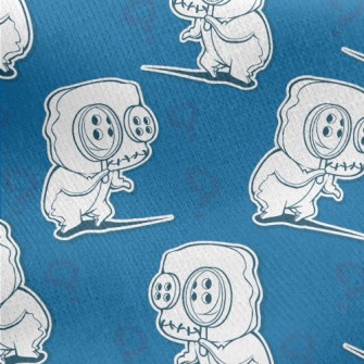 Scary Button Monster Jersey Backed Fleece