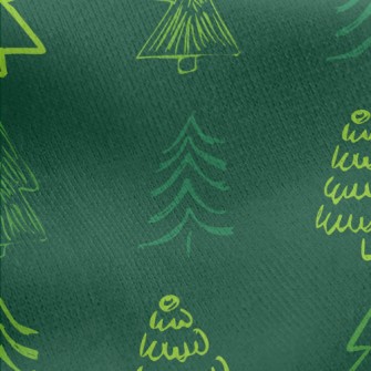 Crayon Outline Christmas Tree Jersey Backed Fleece