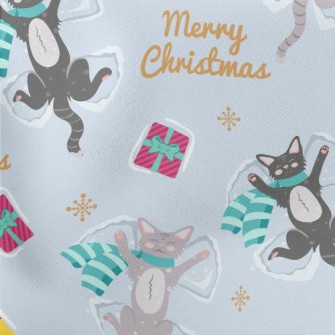 Lazy Cat Christmas Lightweight Cotton Poplin