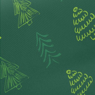 Crayon Outline Christmas Tree Midweight Cotton Poplin