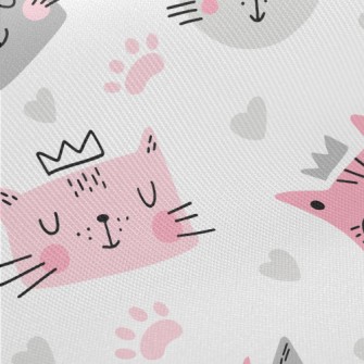 Cute Cat With Closed Eyes Midweight Cotton Poplin