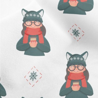 Cute Cat Fur Hat Girl Micro Fleece