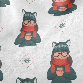 Cute Cat Fur Hat Girl Minky
