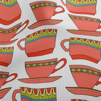 Ethnic Style Teacup Set Athletic Mesh Flat Back