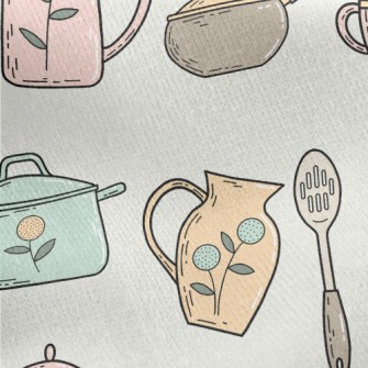 Country Style Tea Set Jersey Backed Fleece