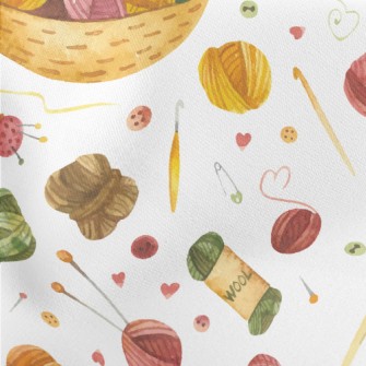 Watercolor Yarn Ball Lightweight Cotton Poplin