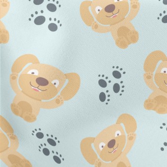 Big Eared Dog Footprints Lightweight Cotton Poplin