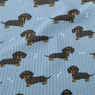 Long Cute Black Dachshund Birdseye Piqué