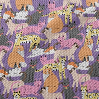 Elegant Colorful Cats Birdseye Piqué