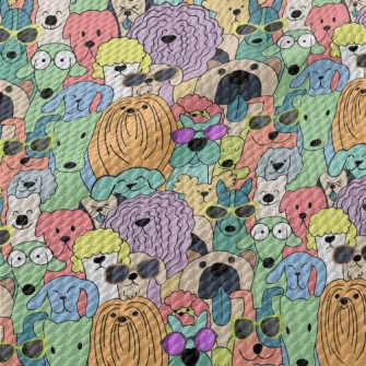 Dogs In Simple Colors Birdseye Piqué