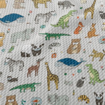 Animals Wearing Masks Birdseye Piqué
