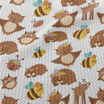 Brown Owl And Bear Birdseye Piqué