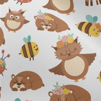 Brown Owl And Bear Chiffon