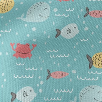 Whales And Fish Swimming In Th Waterproof Canvas