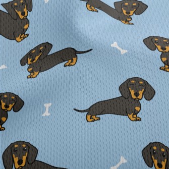 Long Cute Black Dachshund Athletic Mesh Flat Back
