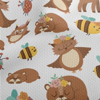 Brown Owl And Bear Athletic Mesh Flat Back