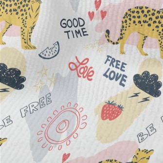 Cute Style Text And Leopard Terry