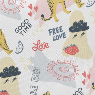 Cute Style Text And Leopard Twill