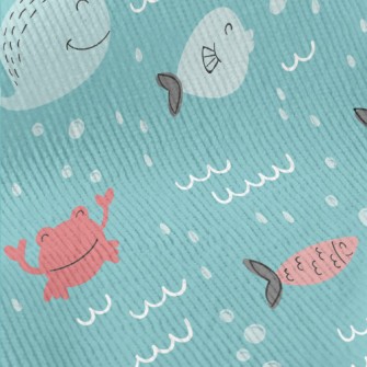 Whales And Fish Swimming In Th Standard Corduroy