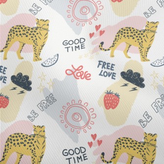 Cute Style Text And Leopard Dobby