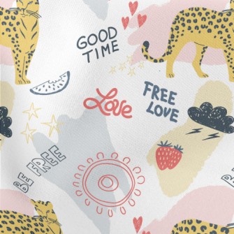 Cute Style Text And Leopard Stretch Ponte