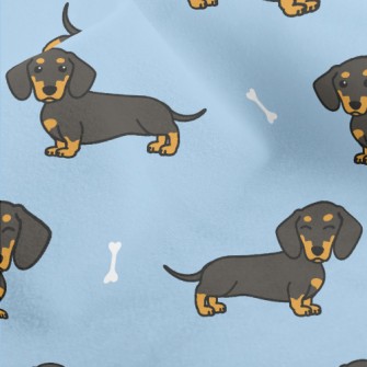 Long Cute Black Dachshund Micro Fleece
