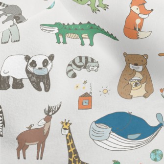 Animals Wearing Masks Micro Fleece