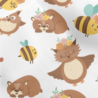 Brown Owl And Bear Micro Fleece