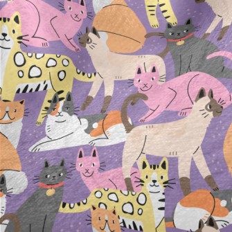 Elegant Colorful Cats Minky