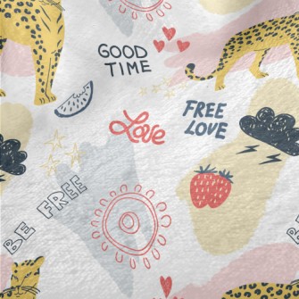 Cute Style Text And Leopard Minky